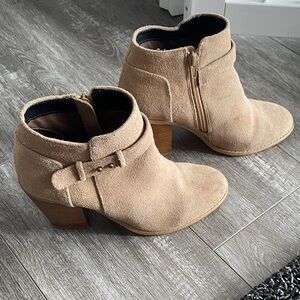 Sole Society Beige Suede Ankle Booties